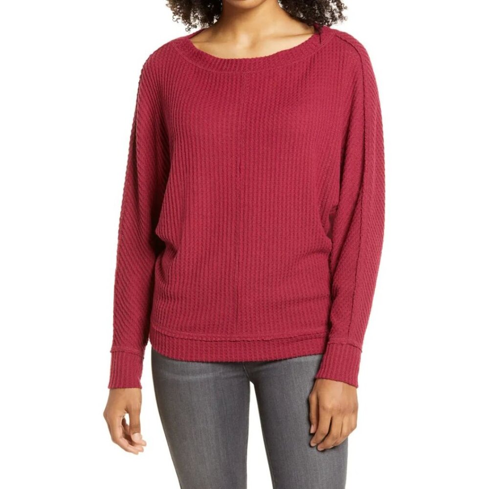 CASLON Rib-Knit Thermal Sleeved Top